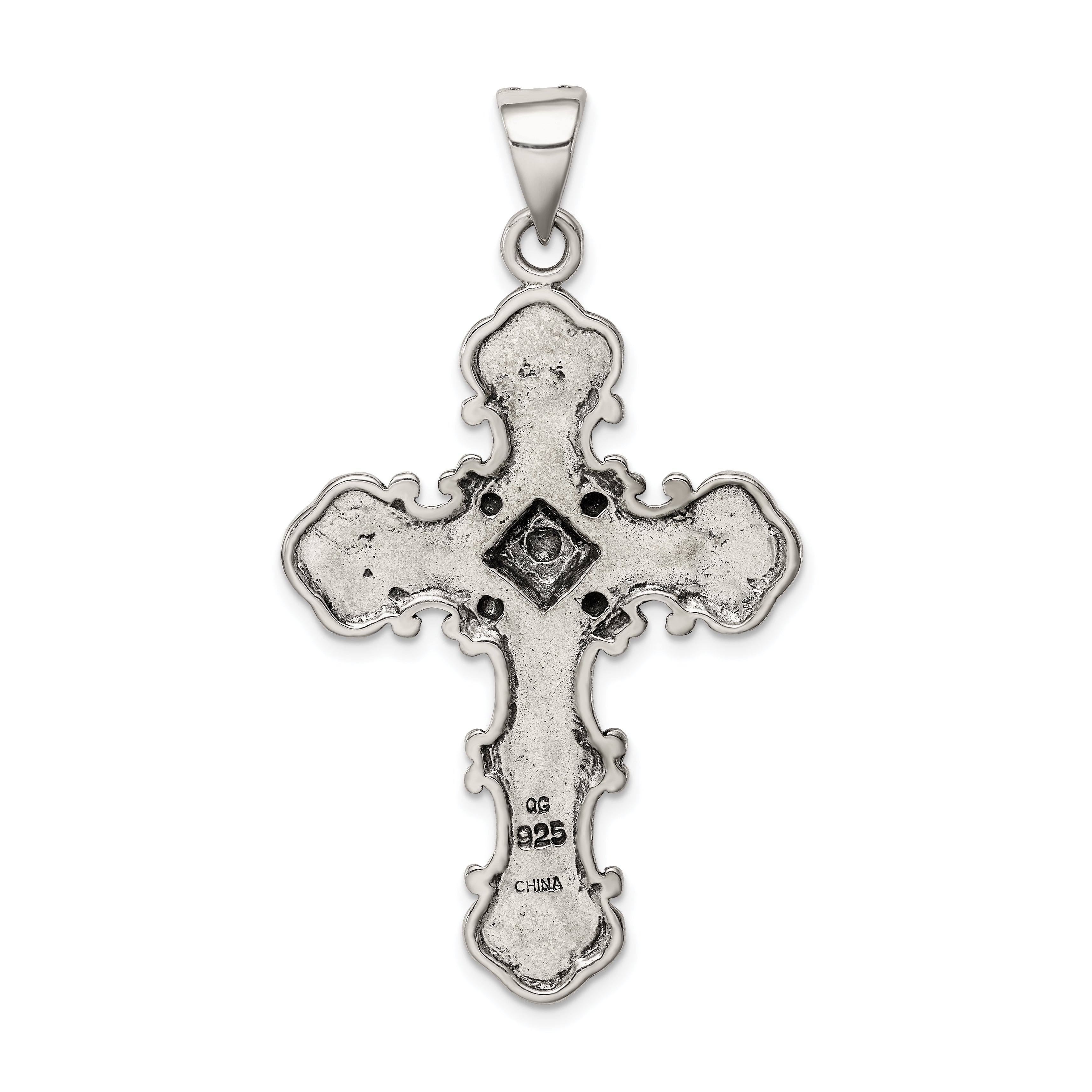 Sterling Silver Antiqued Marcasite Cross Pendant