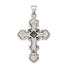 Sterling Silver 925 Antiqued Marcasite Cross Pendant Vintage Elegance