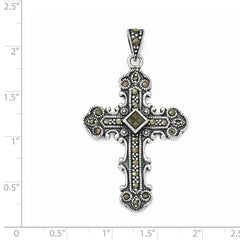 Sterling Silver Antiqued Marcasite Cross Pendant