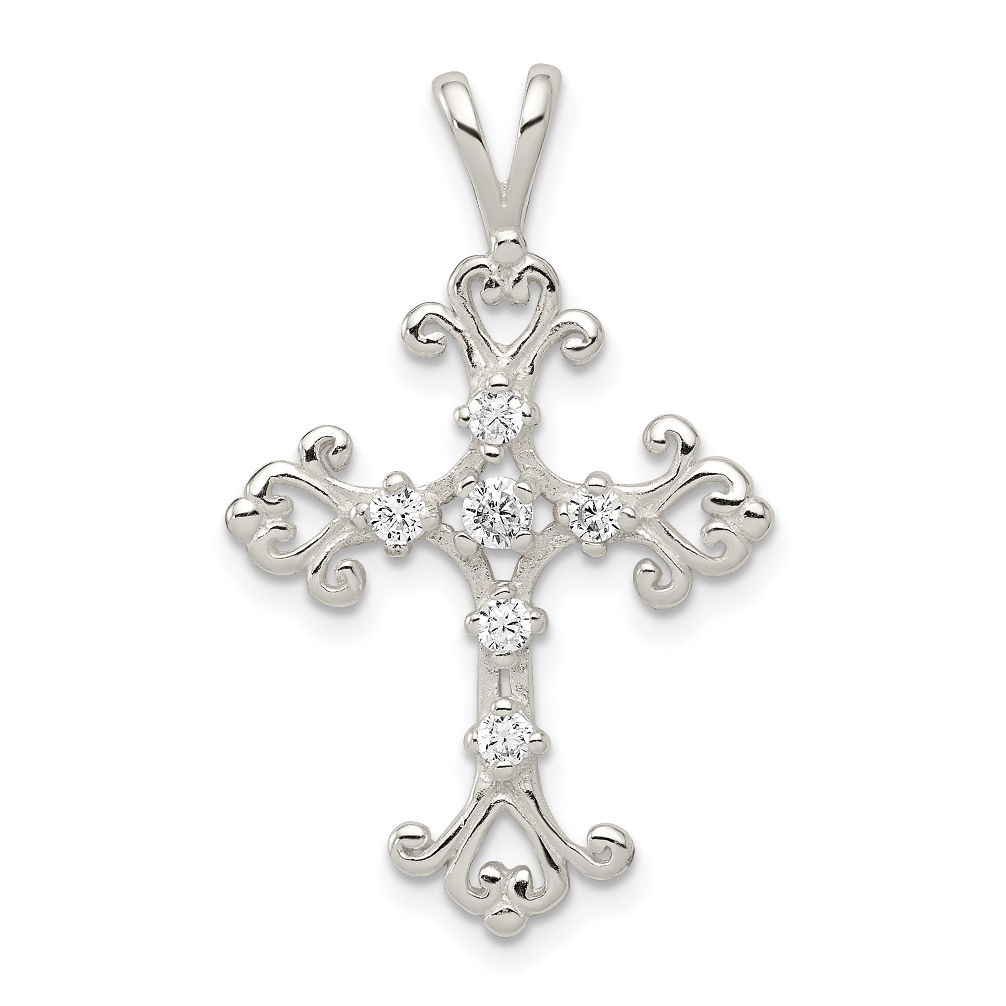 Sterling Silver CZ Cross Pendant