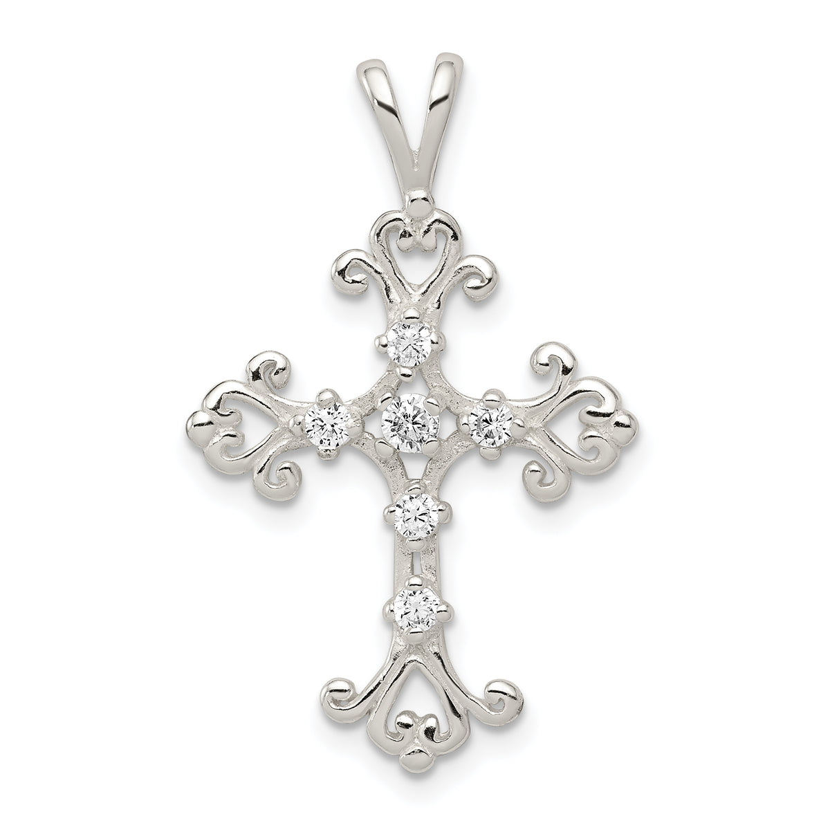 Sterling Silver CZ Cross Pendant