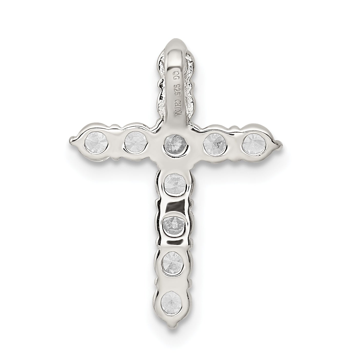 Sophia Jewelers Sterling Silver CZ Cross Pendant with Rhodium Polish Finish