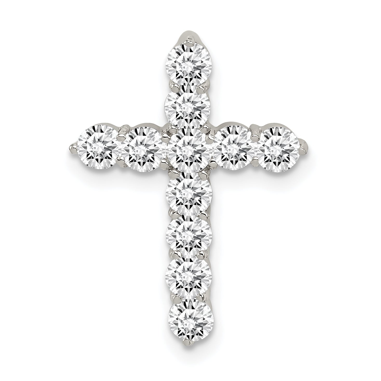 Sterling Silver Rhodium-plated CZ Cross Pendant