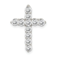 Sterling Silver Rhodium-plated CZ Cross Pendant