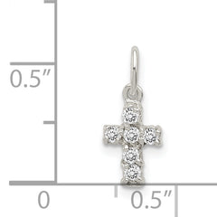 Sterling Silver 925 CZ Cross Charm with Polished Anti-Tarnish Finish