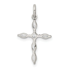 Sterling Silver Rhodium-plated CZ Cross Charm