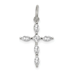 Sterling Silver Rhodium-plated CZ Cross Charm