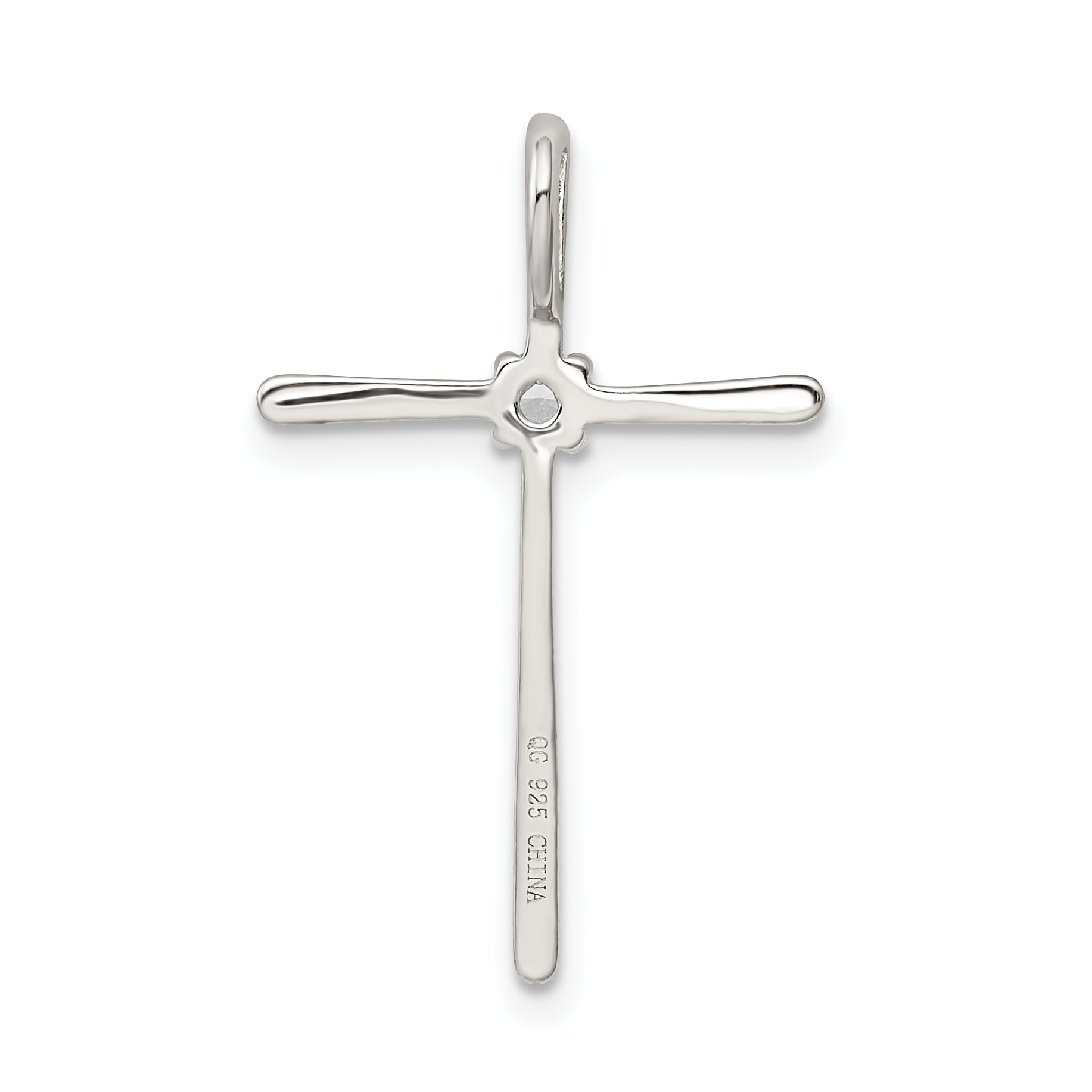 Sophia Jewelers 925 Sterling Silver Rhodium-Plated CZ Cross Slide Pendant