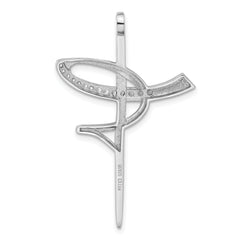 Sophia Jewelers Rhodium-Plated Sterling Silver Unisex CZ Cross Pendant