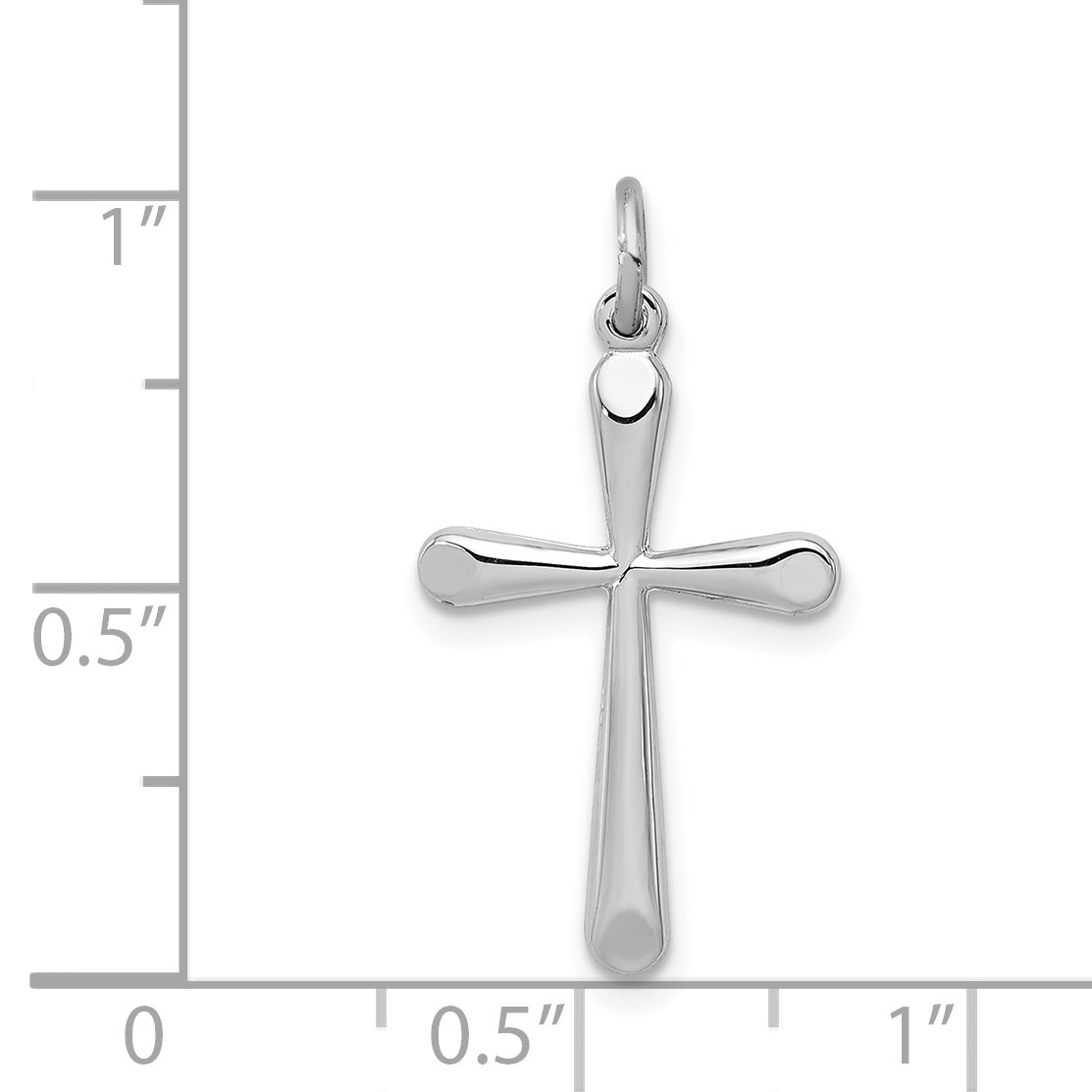 Sterling Silver 925 Polished Cross Charm with Rhodium Plating