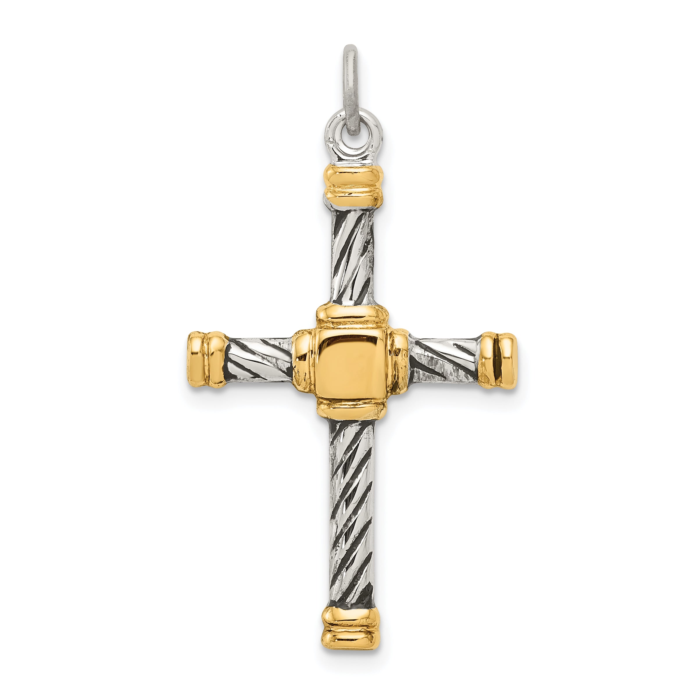 Sterling Silver Antiqued & 18k Gold - plated Cross Pendant