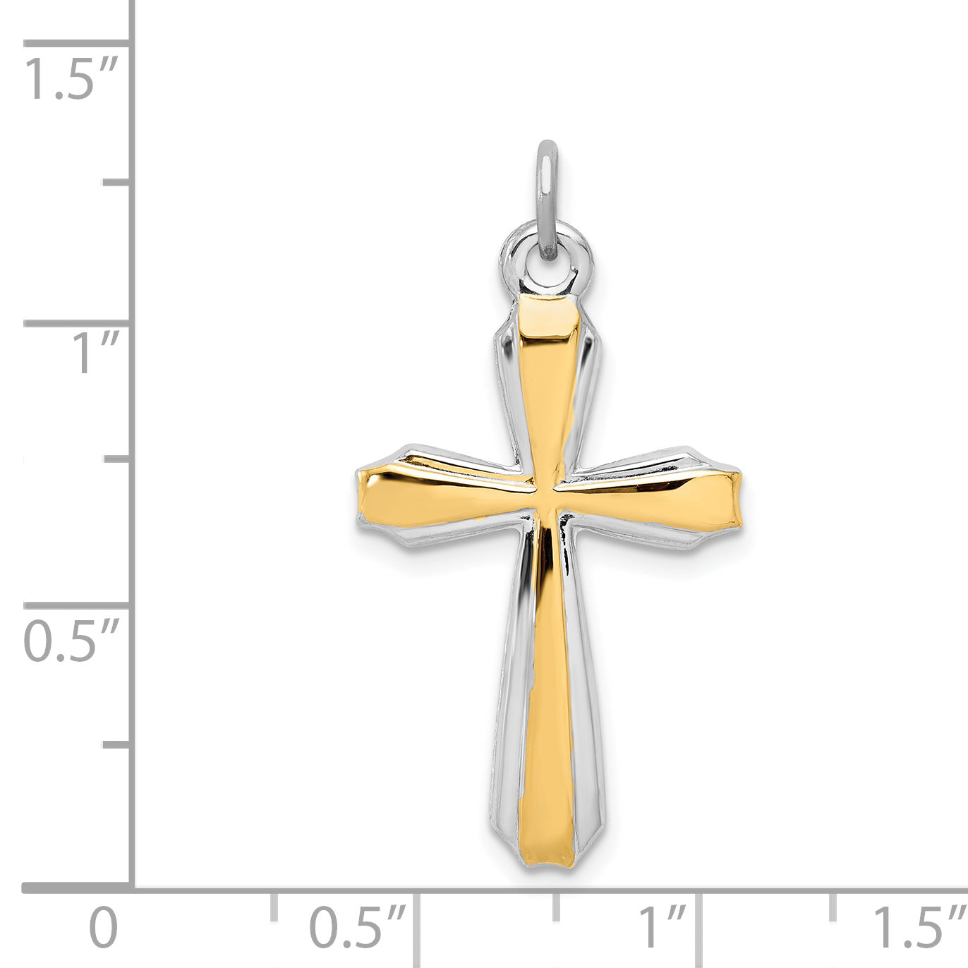 Sterling Silver 18K Gold-Plated Cross Pendant with Polished Rhodium Finish