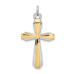 Sterling Silver Rhodium-plated & 18k Gold-plated Cross Pendant