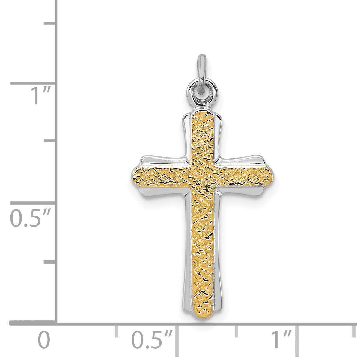 Sterling Silver 18K Gold-Plated Cross Charm with Polished Finish