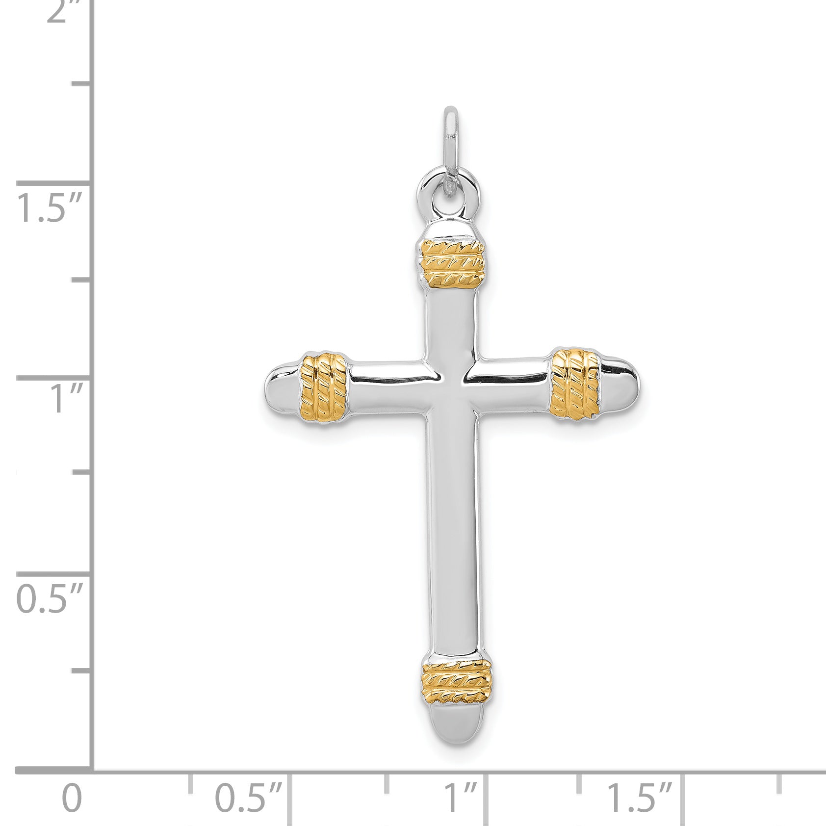 Sophia Jewelers Sterling Silver 18K Gold-Plated Rope Cross Pendant