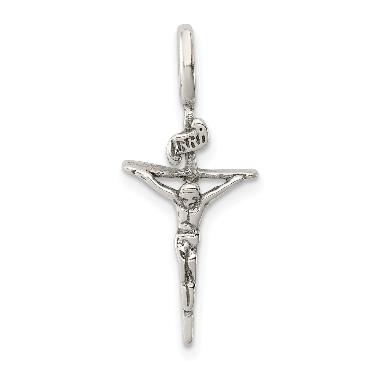 Sterling Silver Antiqued INRI Crucifix Pendant