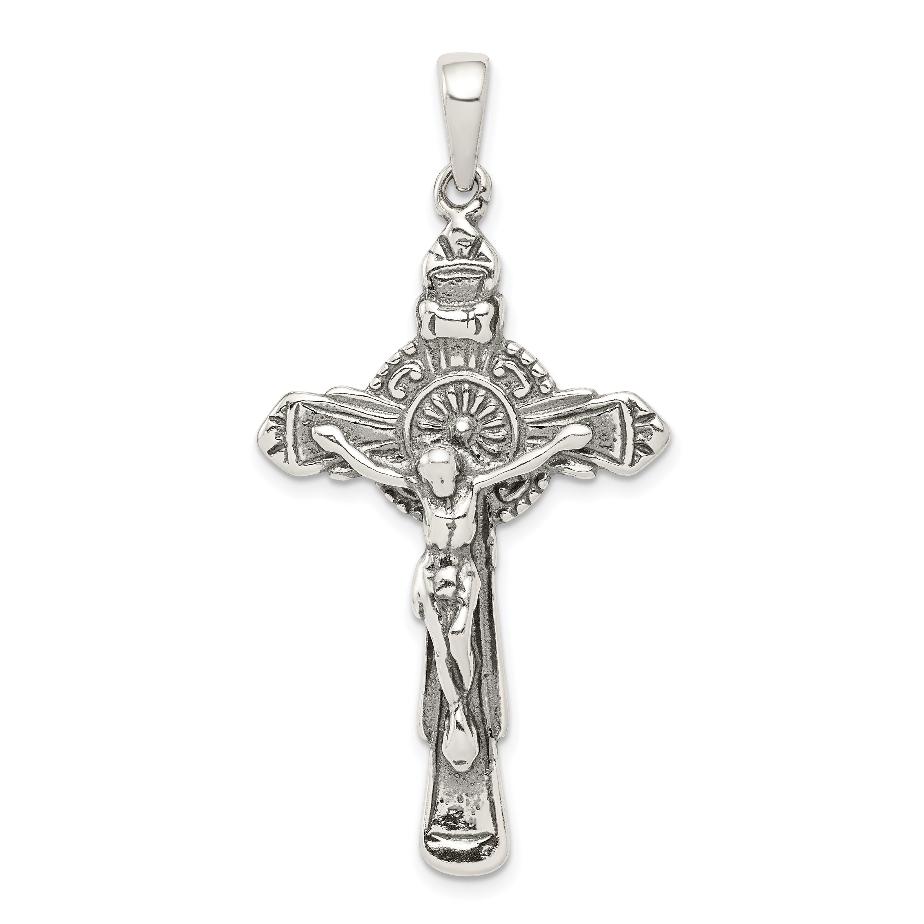 Sterling Silver Antiqued Iona Crucifix Pendant