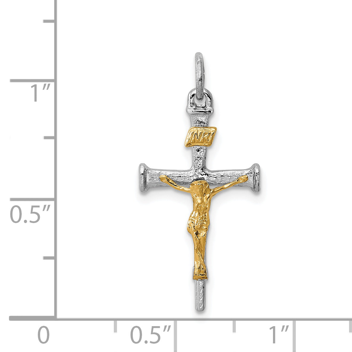 Sterling Silver Gold-Plated Crucifix Charm with Polished Finish for Elegance