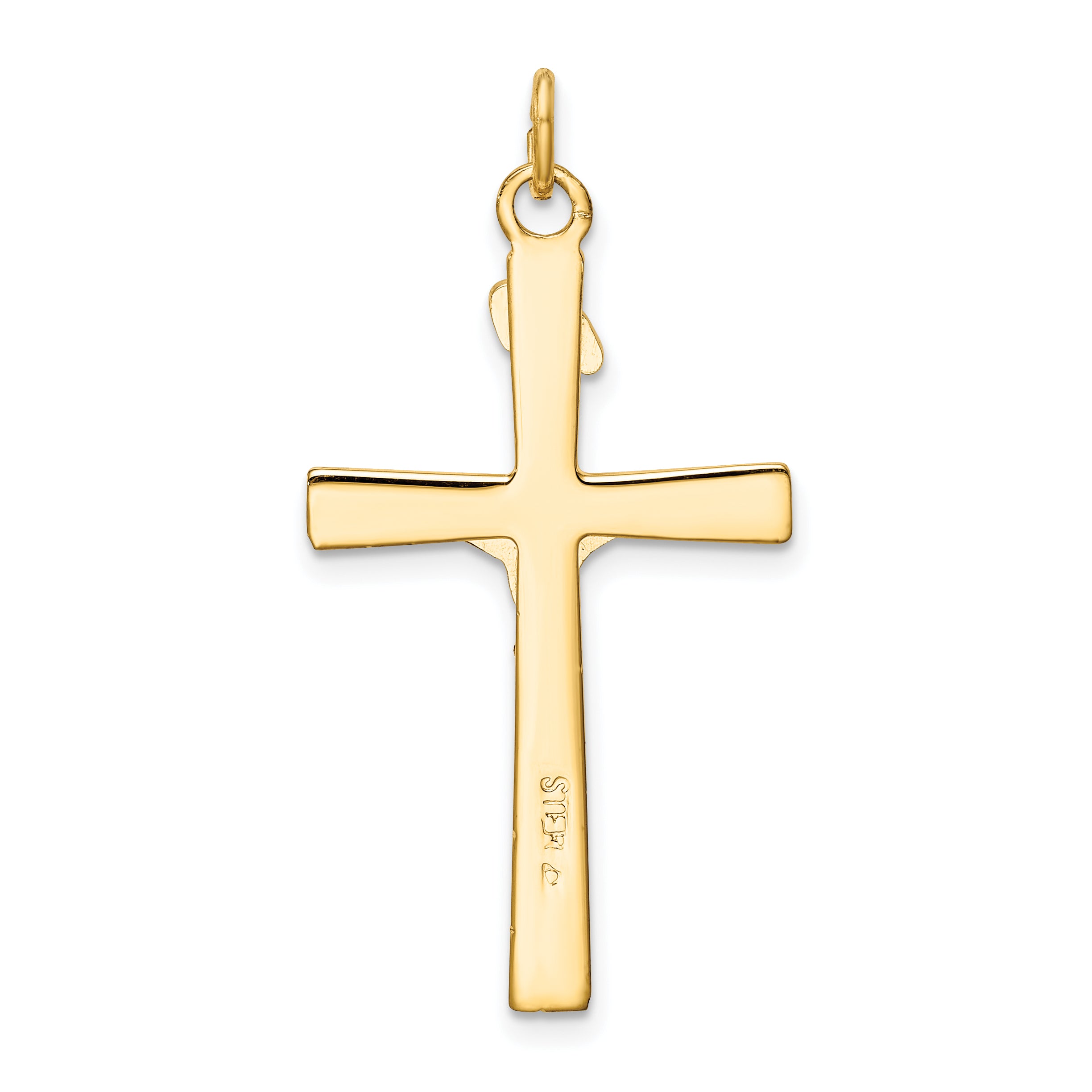 Sterling Silver 18K Gold-Plated Crucifix Pendant with Polished Rhodium Finish