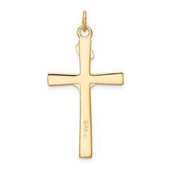 Sterling Silver 18K Gold-Plated Crucifix Pendant with Polished Rhodium Finish