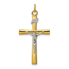 Sterling Silver Rhodium-plated & 18k Gold-plated Crucifix Pendant