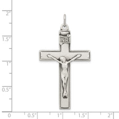 Sterling Silver 925 Polished INRI Crucifix Pendant Vintage Elegance by Sophia Jewelers