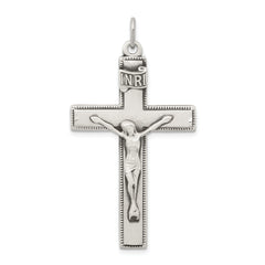 Sterling Silver Antiqued INRI Crucifix Pendant