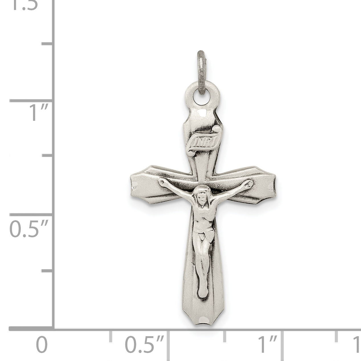 Sterling Silver 925 Polished INRI Crucifix Pendant Vintage-Inspired Design