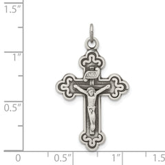 Sterling Silver 925 INRI Crucifix Pendant with Polished Antique Finish