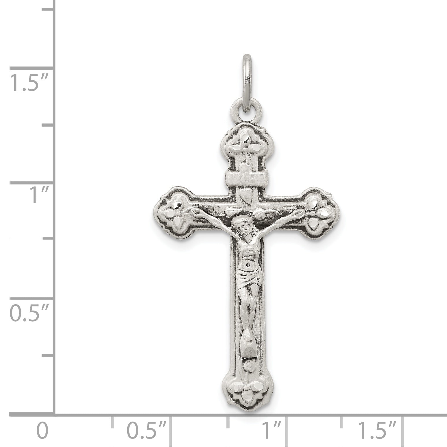 Sterling Silver 925 Crucifix Pendant with Polished Vintage Design