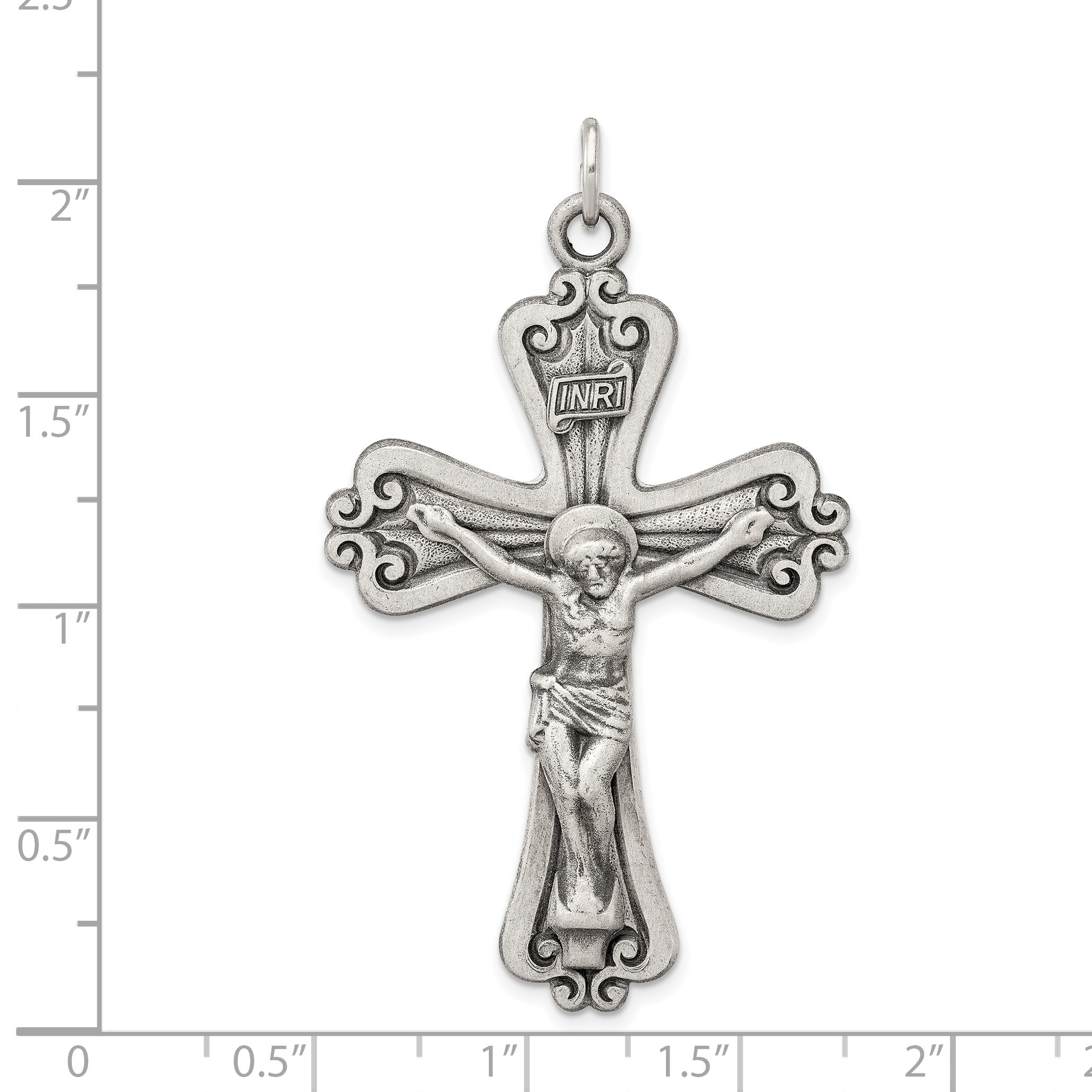 Sophia Jewelers Sterling Silver 925 Antiqued INRI Crucifix Pendant