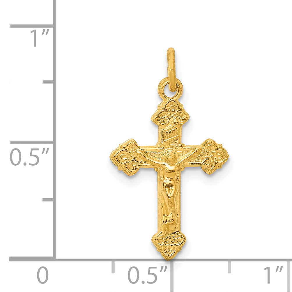 Sophia Jewelers Sterling Silver 24K Gold INRI Crucifix Polished Pendant