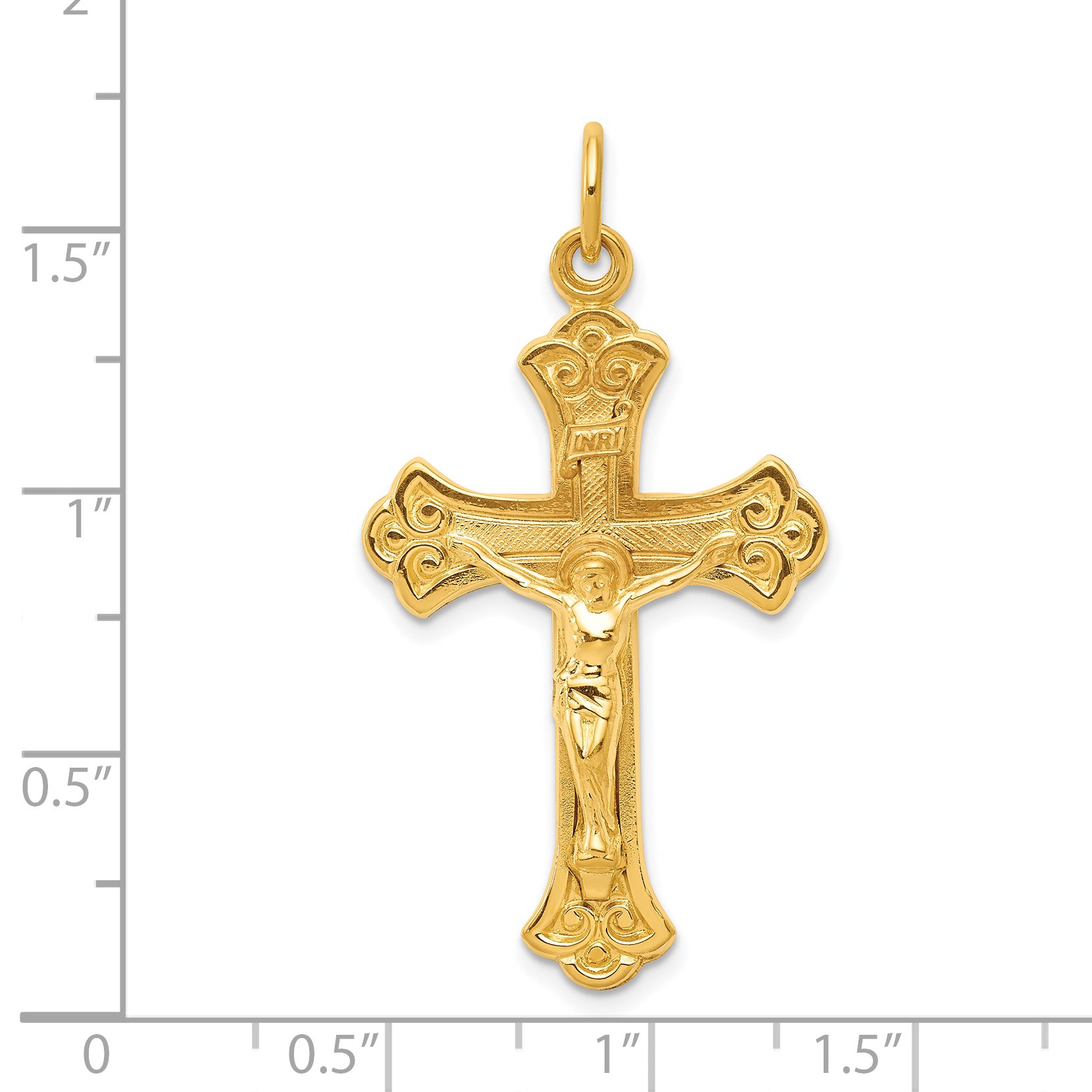 Sterling Silver & 24k Gold INRI Crucifix Pendant Polished, Elegant Design