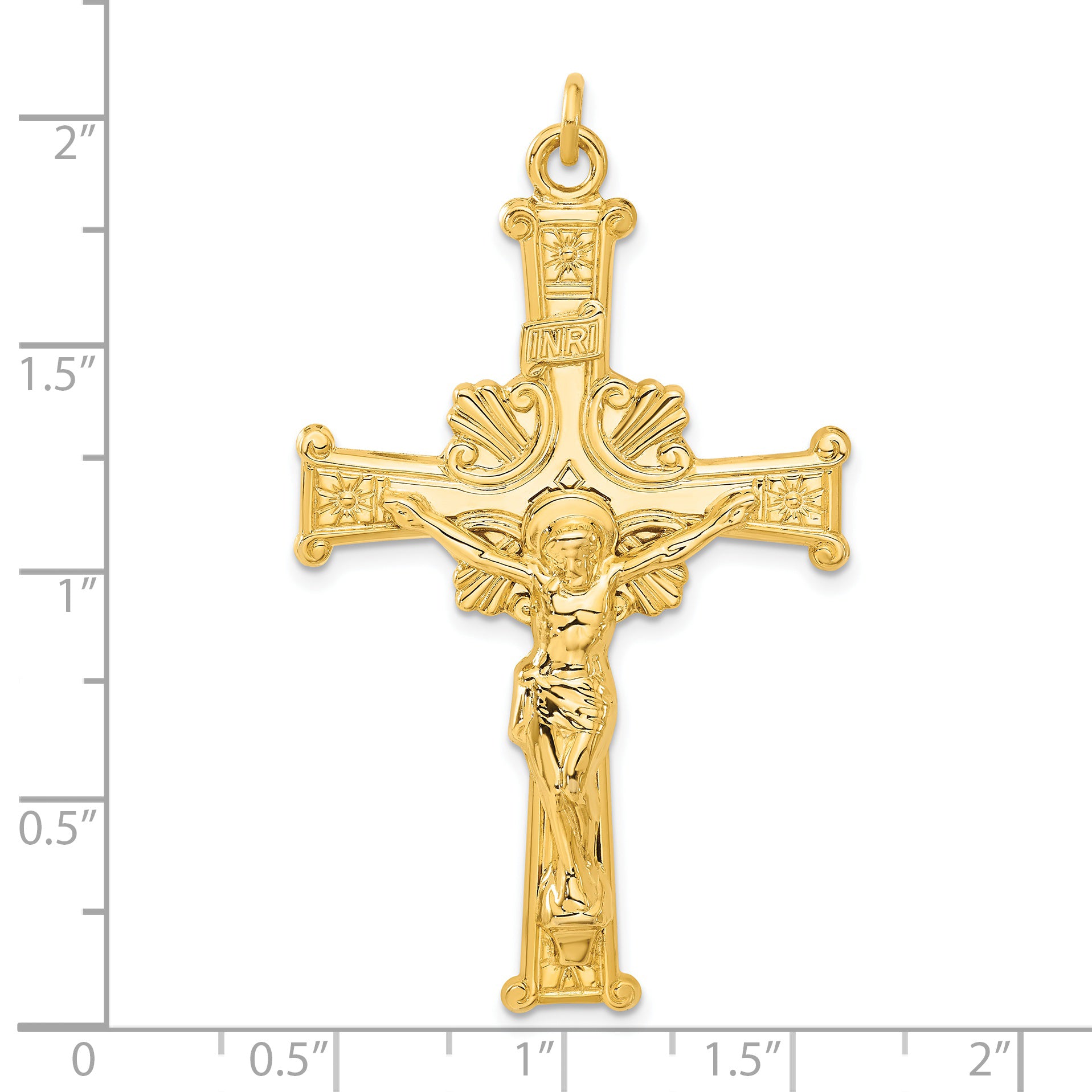 Sophia Jewelers 24K Gold-Plated Sterling Silver Unisex Polished INRI Crucifix Pendant