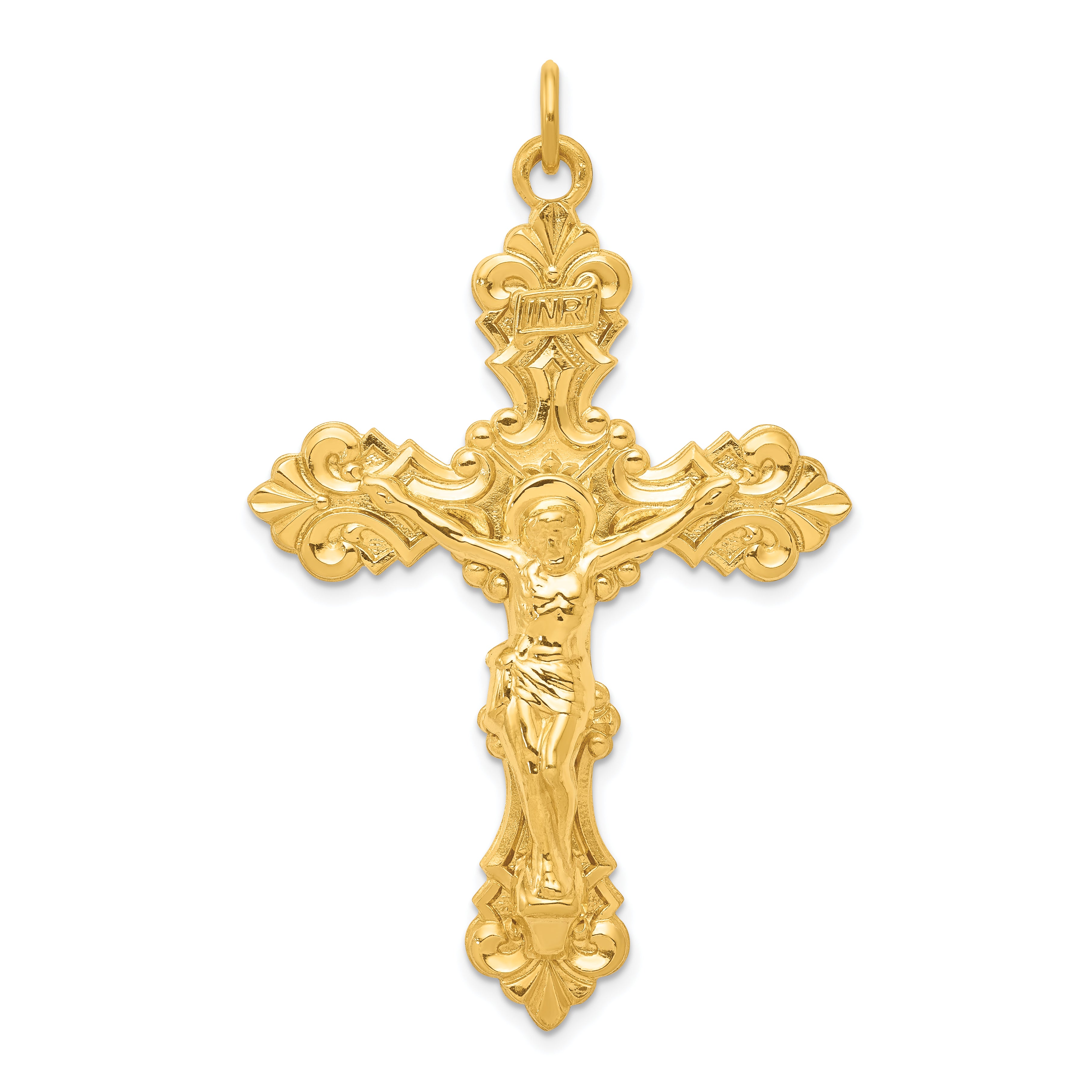 Sterling Silver & 24k Gold -plated INRI Crucifix Pendant