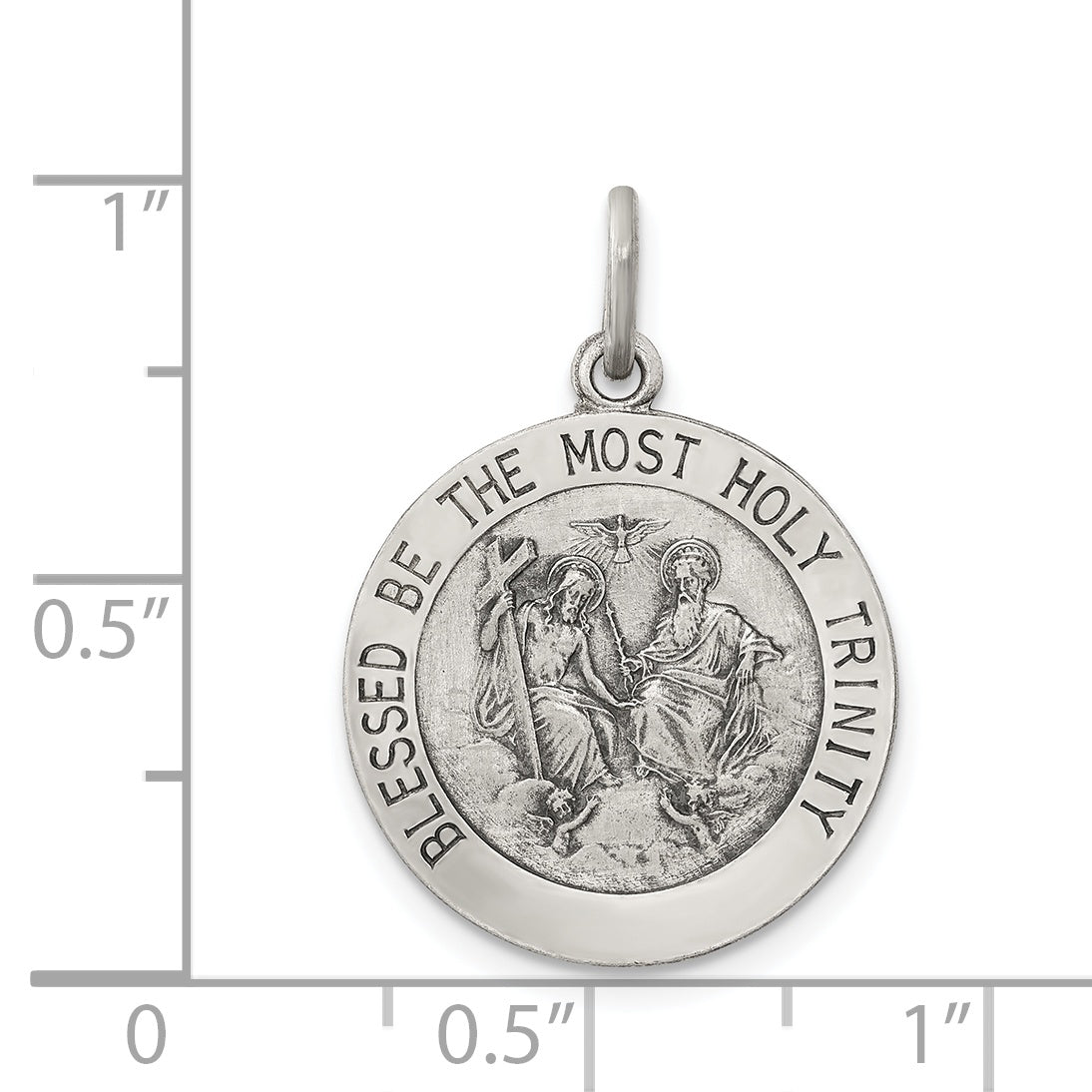 Sterling Silver Antiqued Holy Trinity Medal