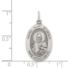 Sterling Silver Sacred Heart Jesus Medal Antique Finish Elegantly Crafted