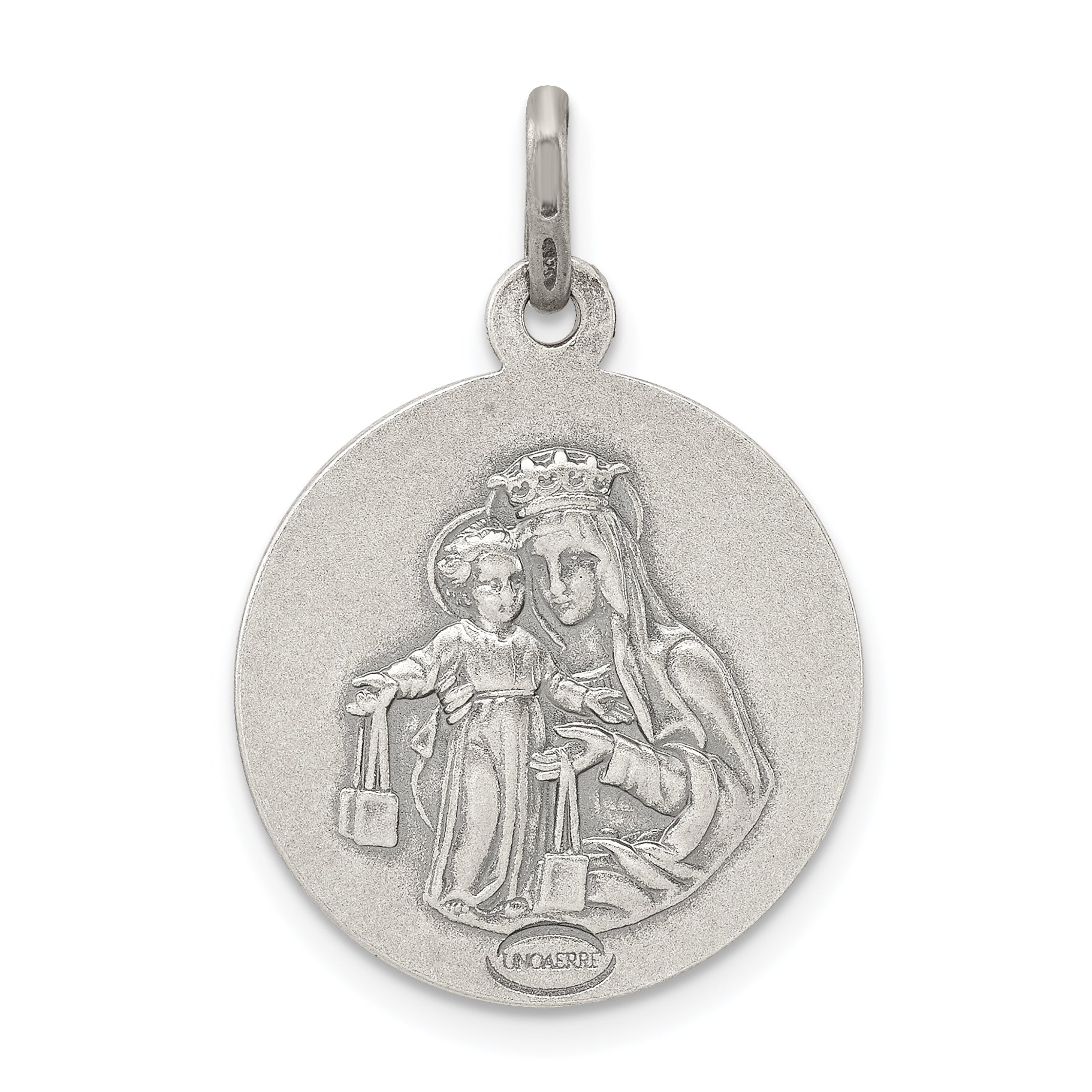 Sterling Silver 925 Sacred Heart Pendant with Antiqued Finish