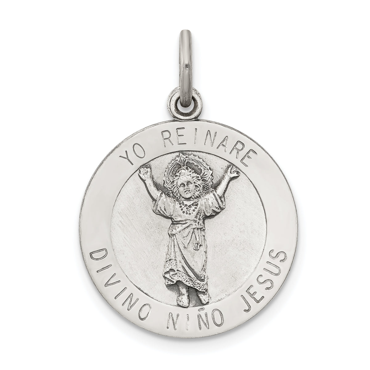 Sterling Silver Antiqued Divino Nino Medal (Divine Infant Jesus)