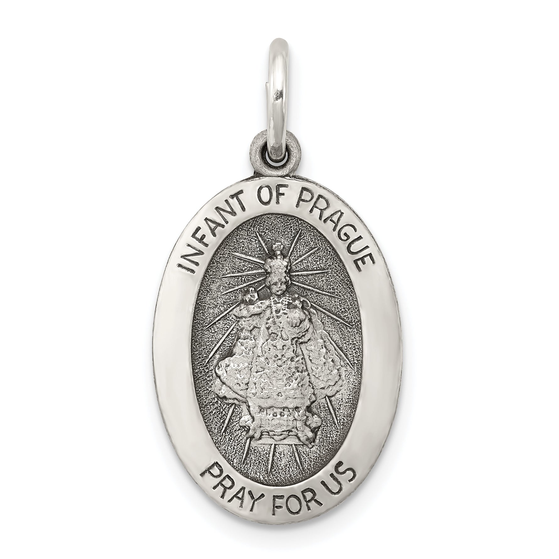 Sterling Silver Antiqued Infant of Prague Medal