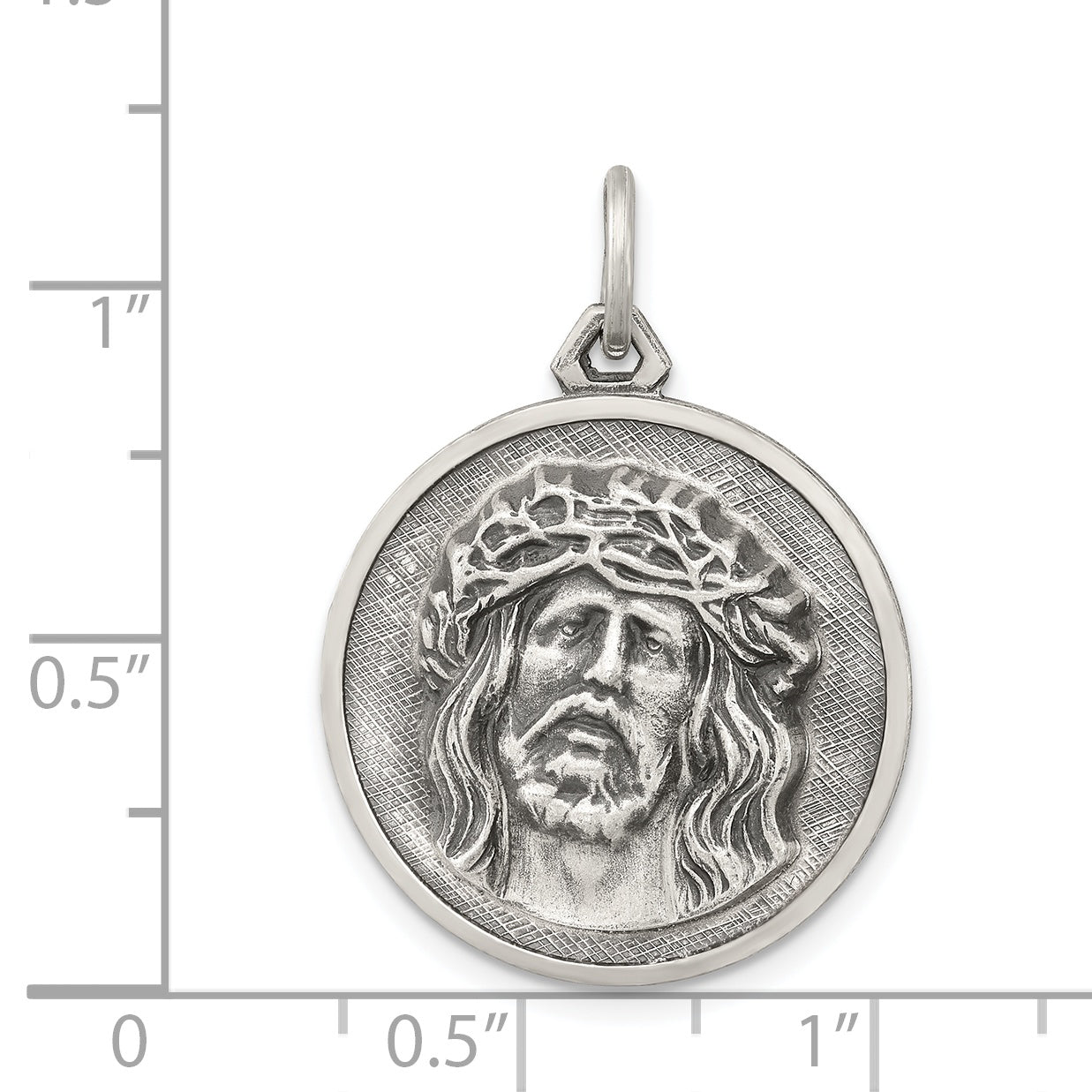 Sterling Silver 925 Antiqued Ecce Homo Medal Pendant Vintage Charm