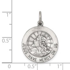 Sterling Silver 925 Jesus Have Mercy Antiqued Medal Pendant Vintage Appeal