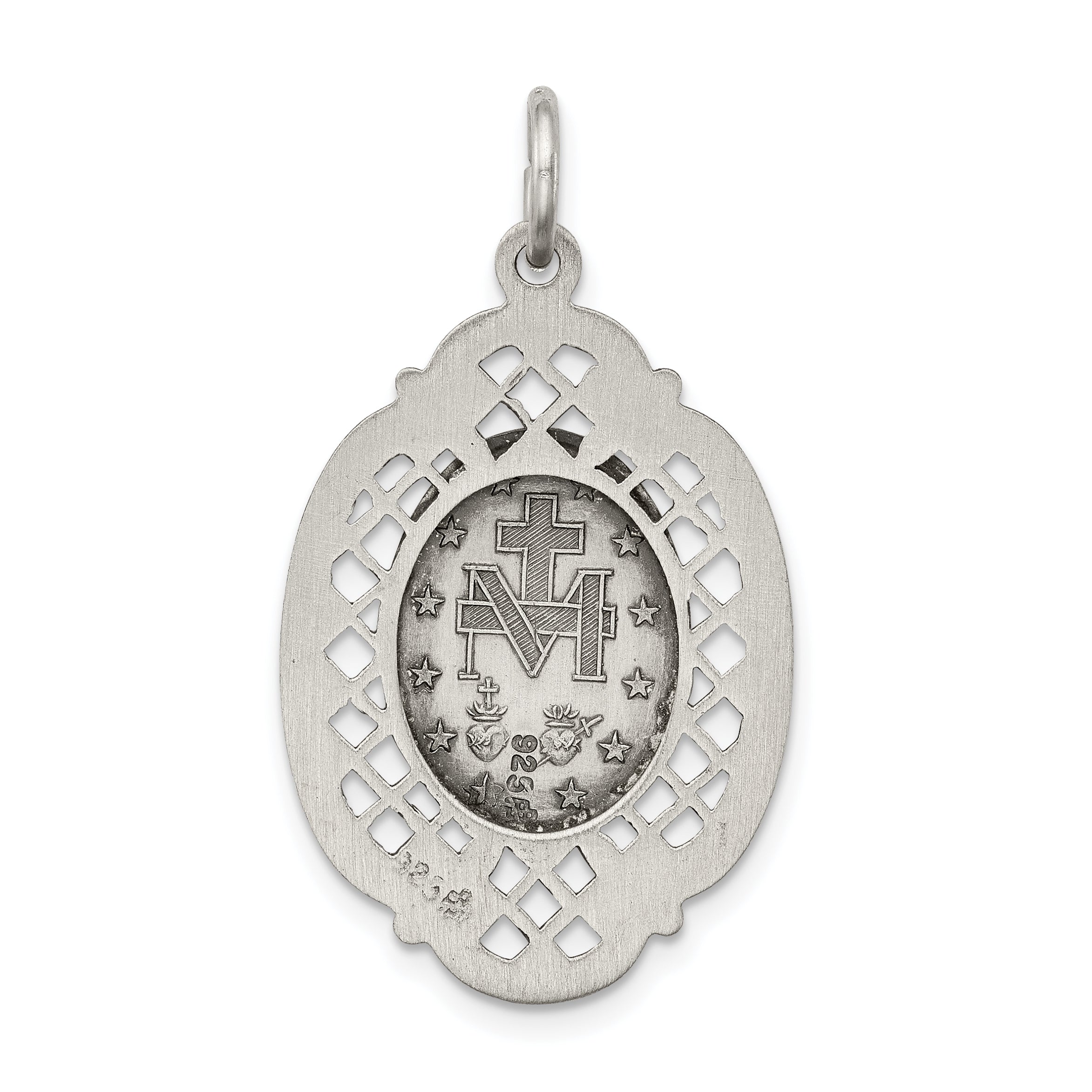 Antiqued Sterling Silver 925 Miraculous Medal Pendant Vintage Inspired