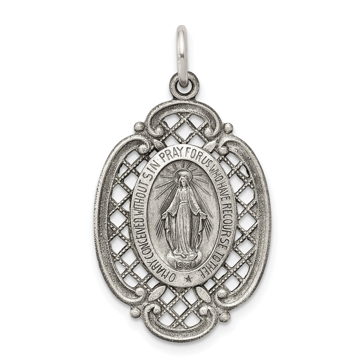 Sterling Silver Antiqued Miraculous Medal