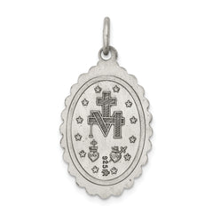 Antiqued Sterling Silver Miraculous Medal Pendant Elegant Vintage Charm