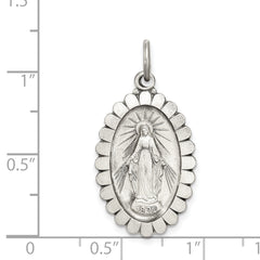 Antiqued Sterling Silver Miraculous Medal Pendant Elegant Vintage Charm