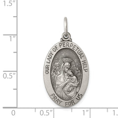 Sterling Silver Antiqued Our Lady of Perpetual Help Medal