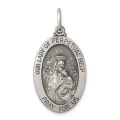 Sterling Silver Antiqued Our Lady of Perpetual Help Medal