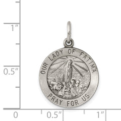 Sterling Silver 925 Our Lady of Fatima Antiqued Pendant Solid and Elegant