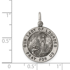 Sterling Silver 925 Our Lady of Lourdes Antiqued Pendant